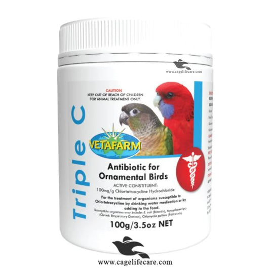 Triple C – Antibiotic for Ornamental Birds All Dieases one solution for birds 100g Box and Loose Packing