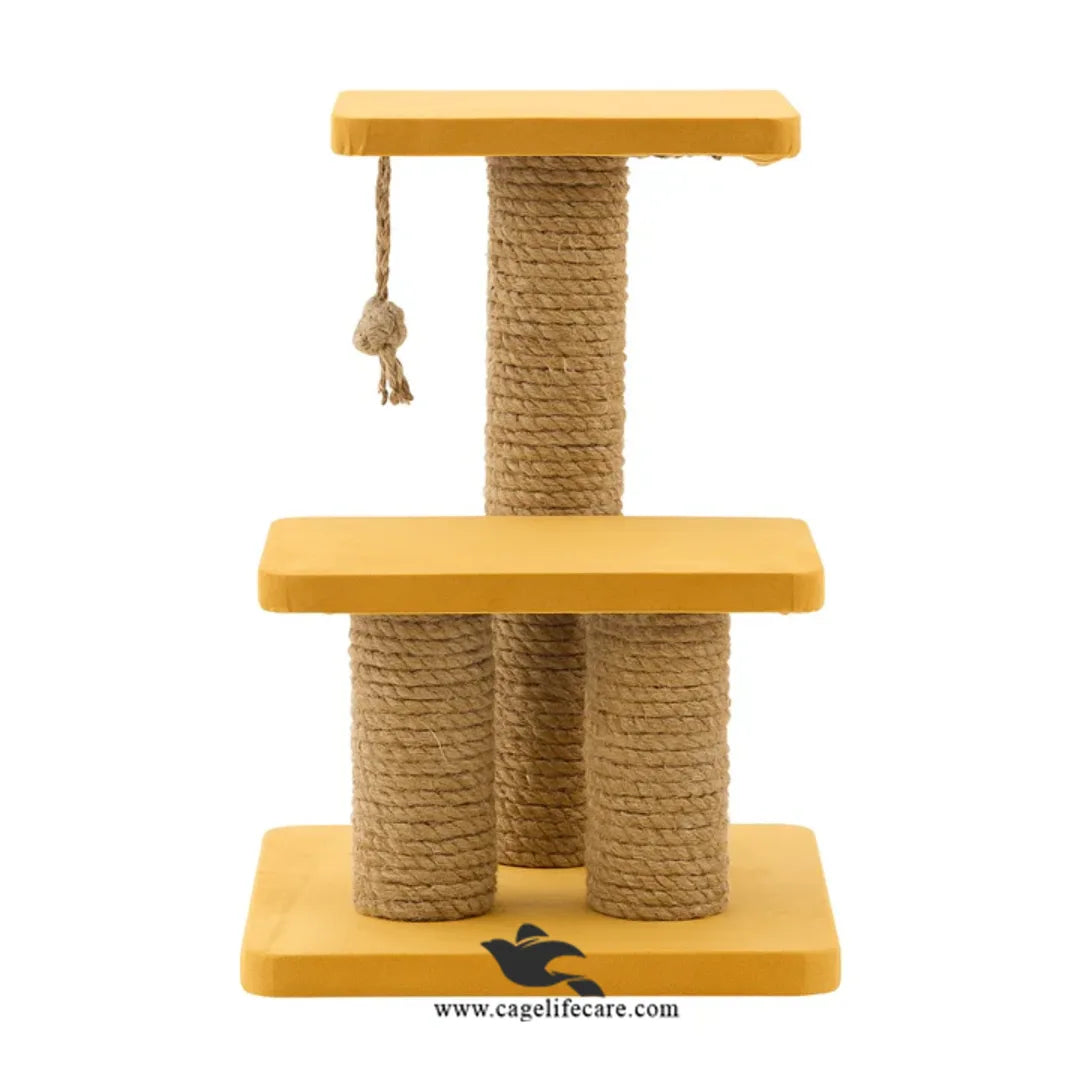 Cat scratch post with three sisal poles and two platforms