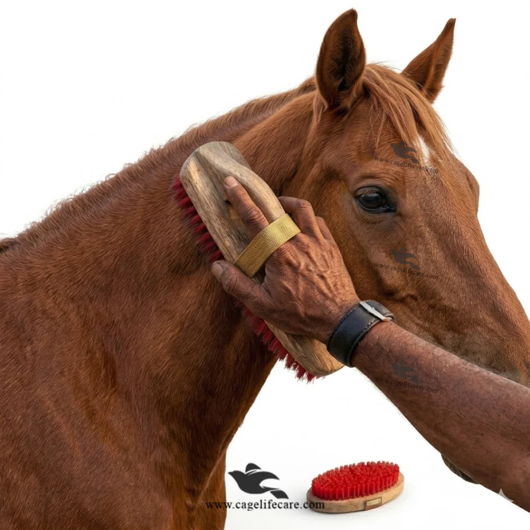Cage Life Care wooden grooming brush for livestock care