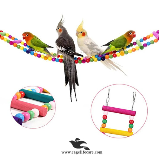 Wooden Ladder Bird Toy – Colorful Climbing Fun for Birds