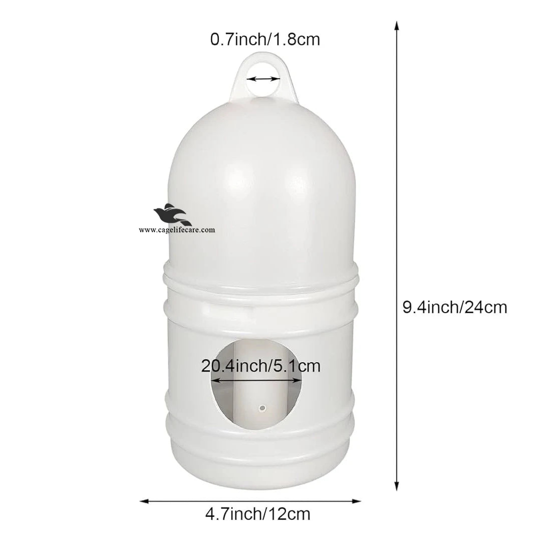 1200ml Plastic Pigeon Bird Water Drinker with Top Handle - Size Diemension Guide