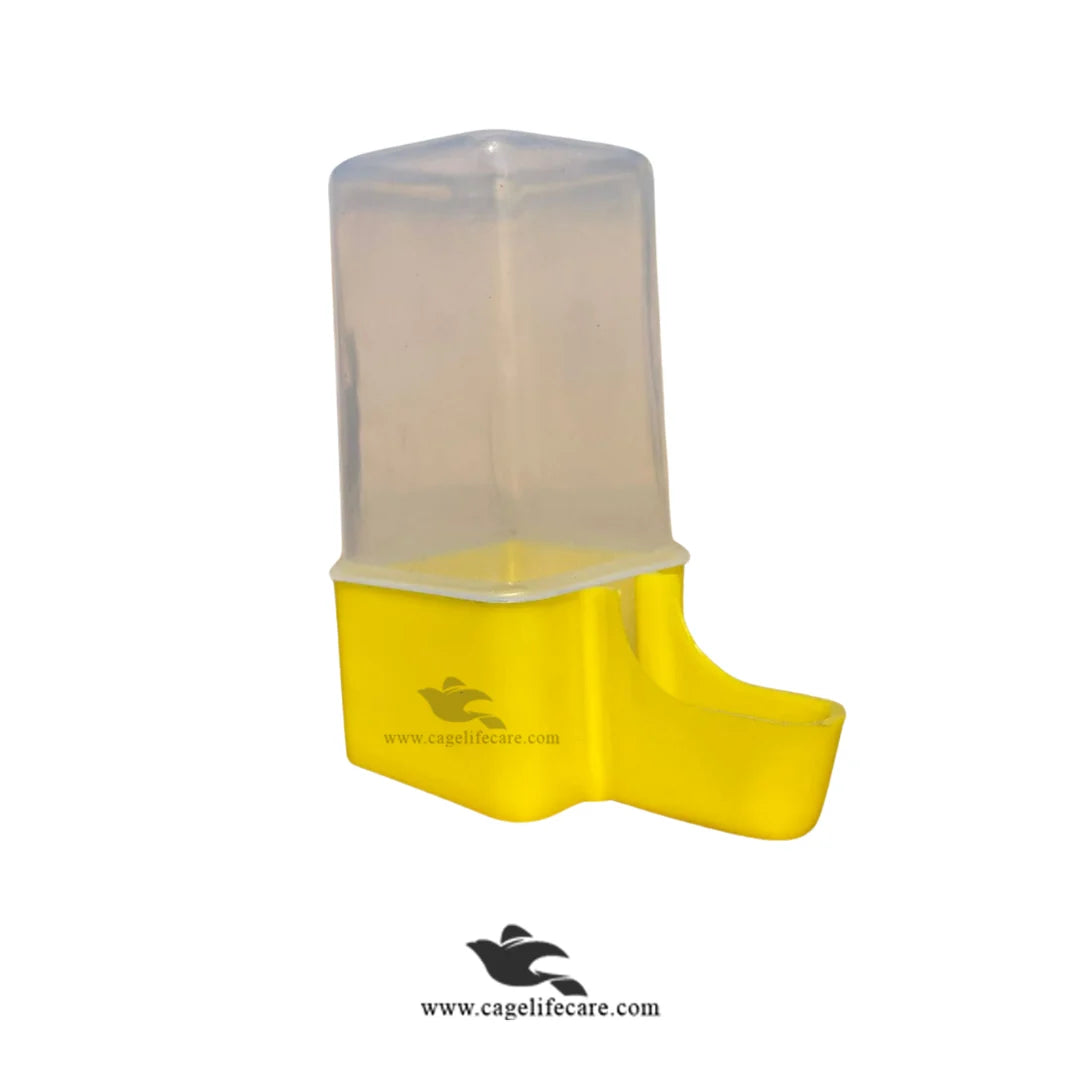 130ml Square Water Drinker for Birds Yellow