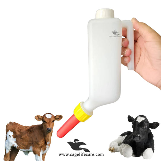 1L Imported Calf Milk Hanging Feeder – Silicone Nipple Plastic Milk Bottle with ML Measuring Scale