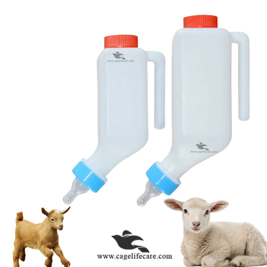 1L Imported Goat & Sheep Milk Hanging Feeder – Silicone Nipple Plastic Milk Bottle with ML Measuring Scale