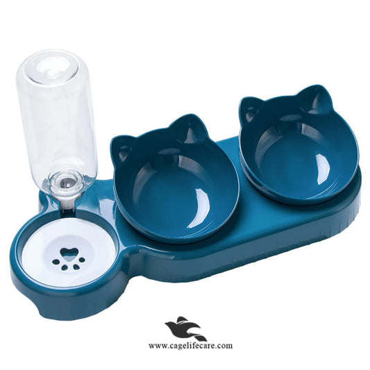 3-in-1 Cat Feeding Station with Water Dispenser – Front View