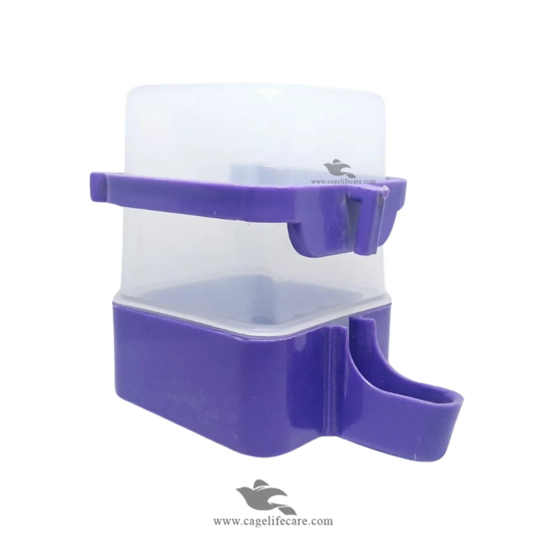 300ml Square Water Drinker for Birds Purple