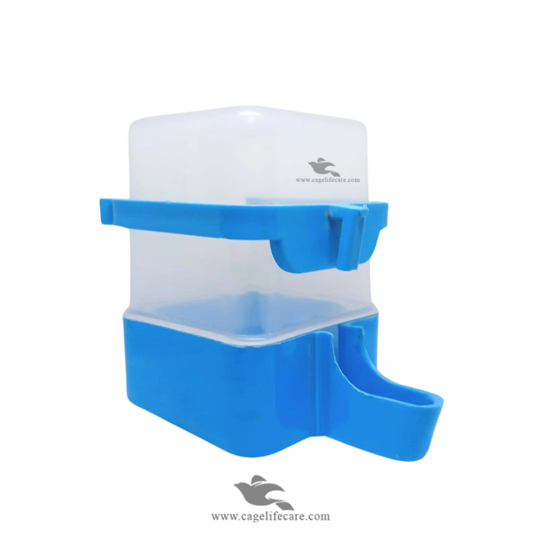 300ml Square Water Drinker for Birds Blue