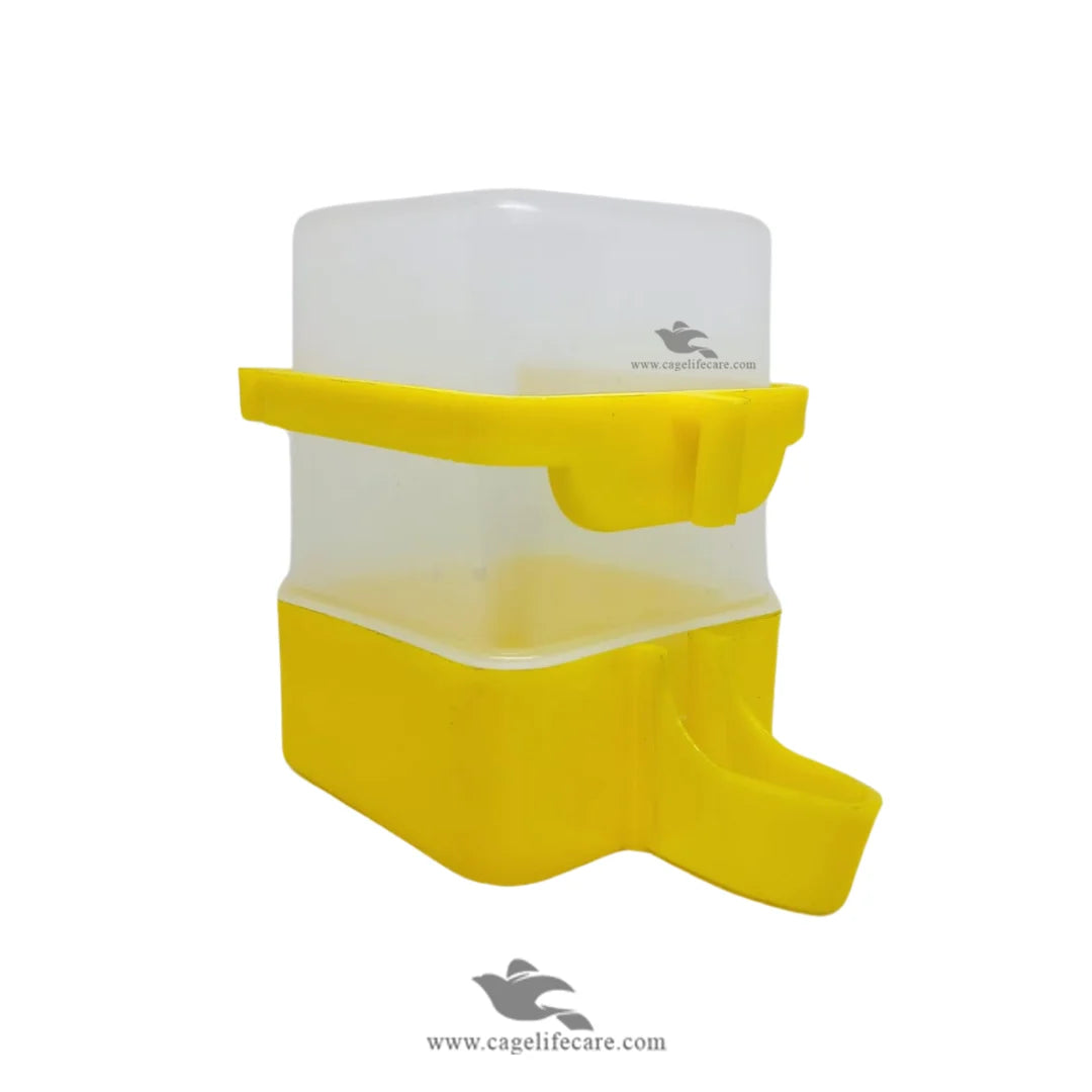 300ml Square Water Drinker for Birds Yellow
