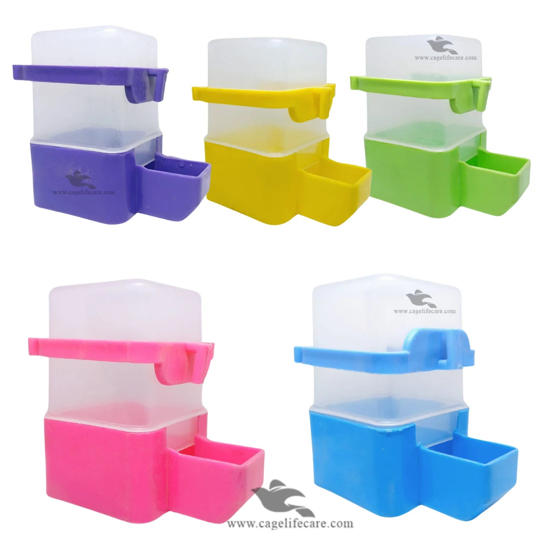 300ml Square Water & Seeds Feeder for Birds Multi Colors