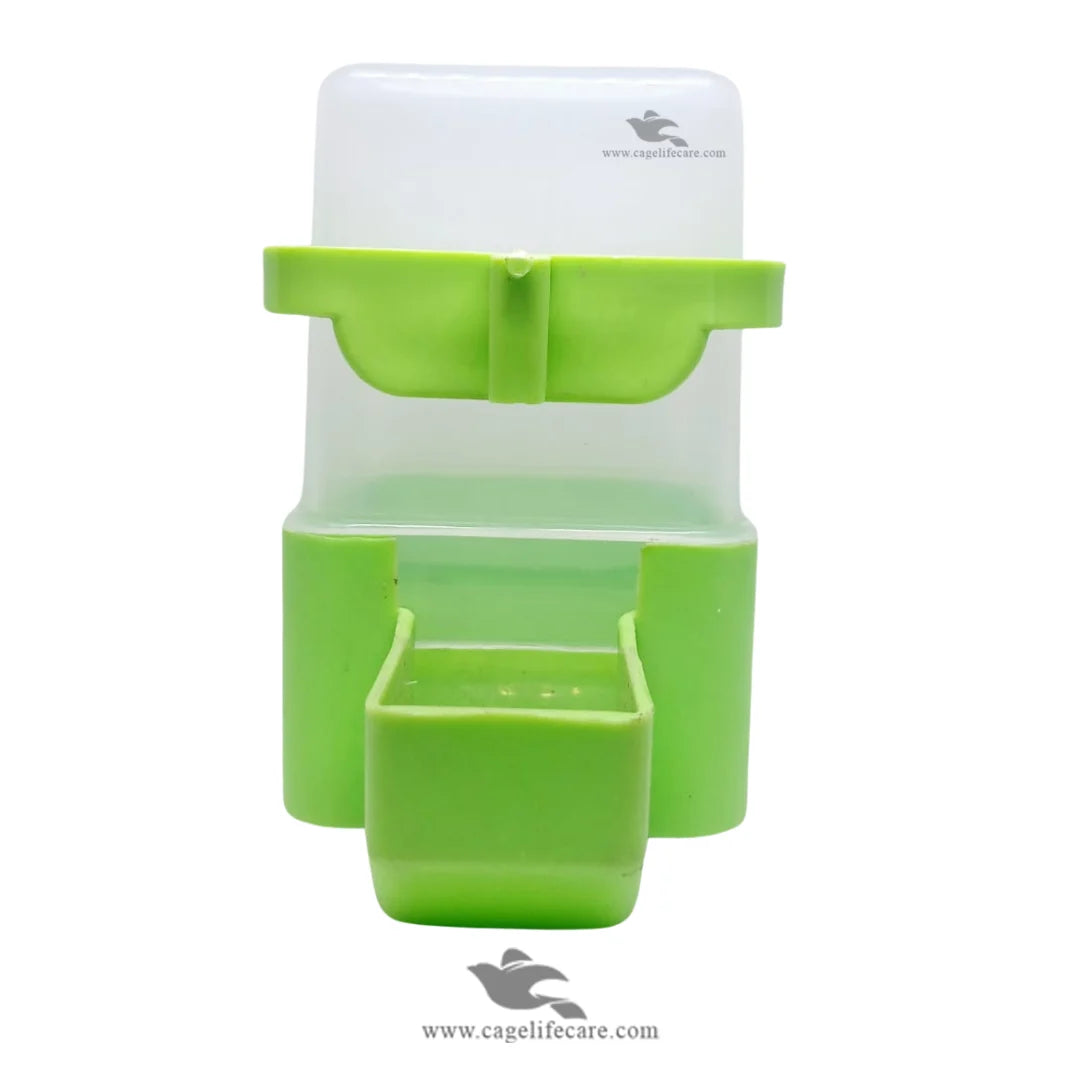 300ml Square Water & Seeds Feeder for Birds Green Front