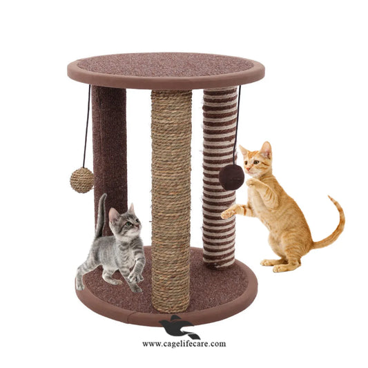 3 poles round top cat scratcher 50cm with play ball