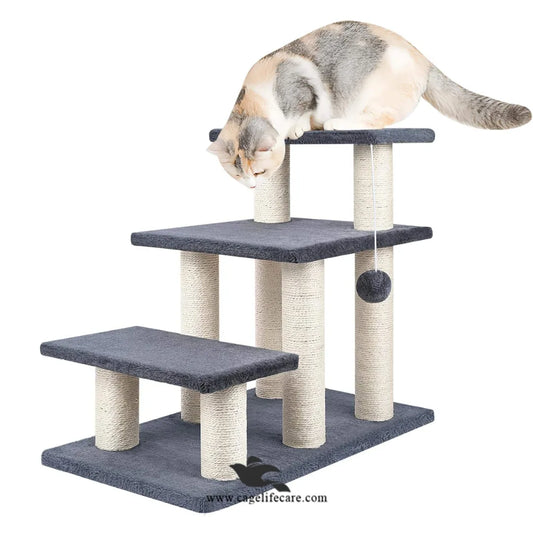 3 Step Stair Cat Scratcher Post 65CM with play ball