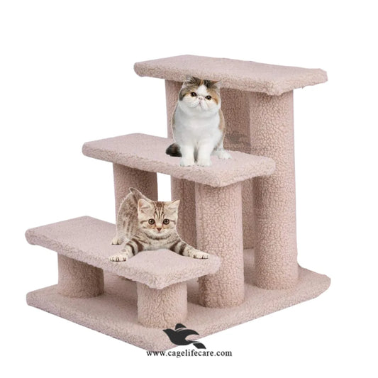 Compact 65CM cat scratcher with 3 steps and sit areas