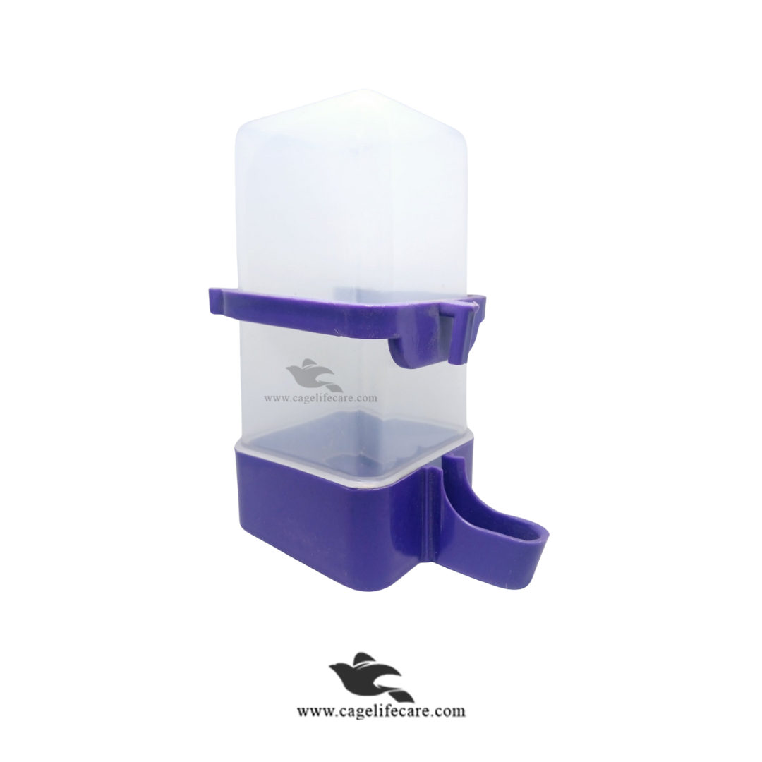 480ml Square Water Drinker for Birds Pigeons & Poultry Purple