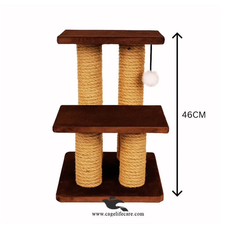 4 Pole Cat Scratcher with Play Spring Toy & 2 Steps Sits – 46cm Height