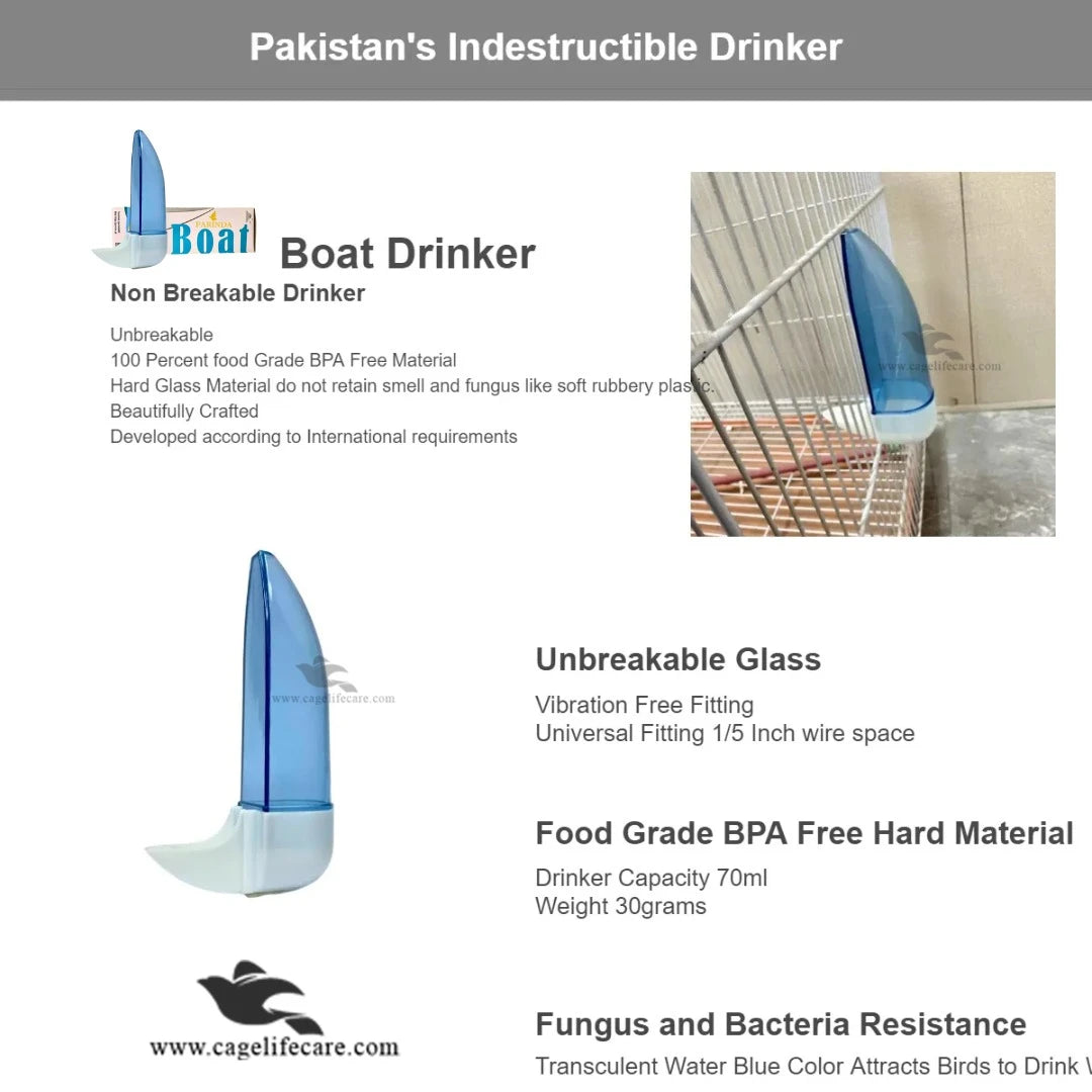 70ml Boat Drinker for Small Birds – Premium Glass Water Dispenser - Details