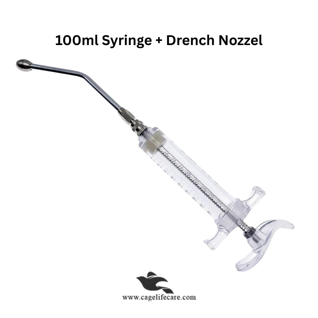Adjustable Drenching Syringe with Steel Nozzle - For Goats, Sheep, Dogs & Pets 100ml