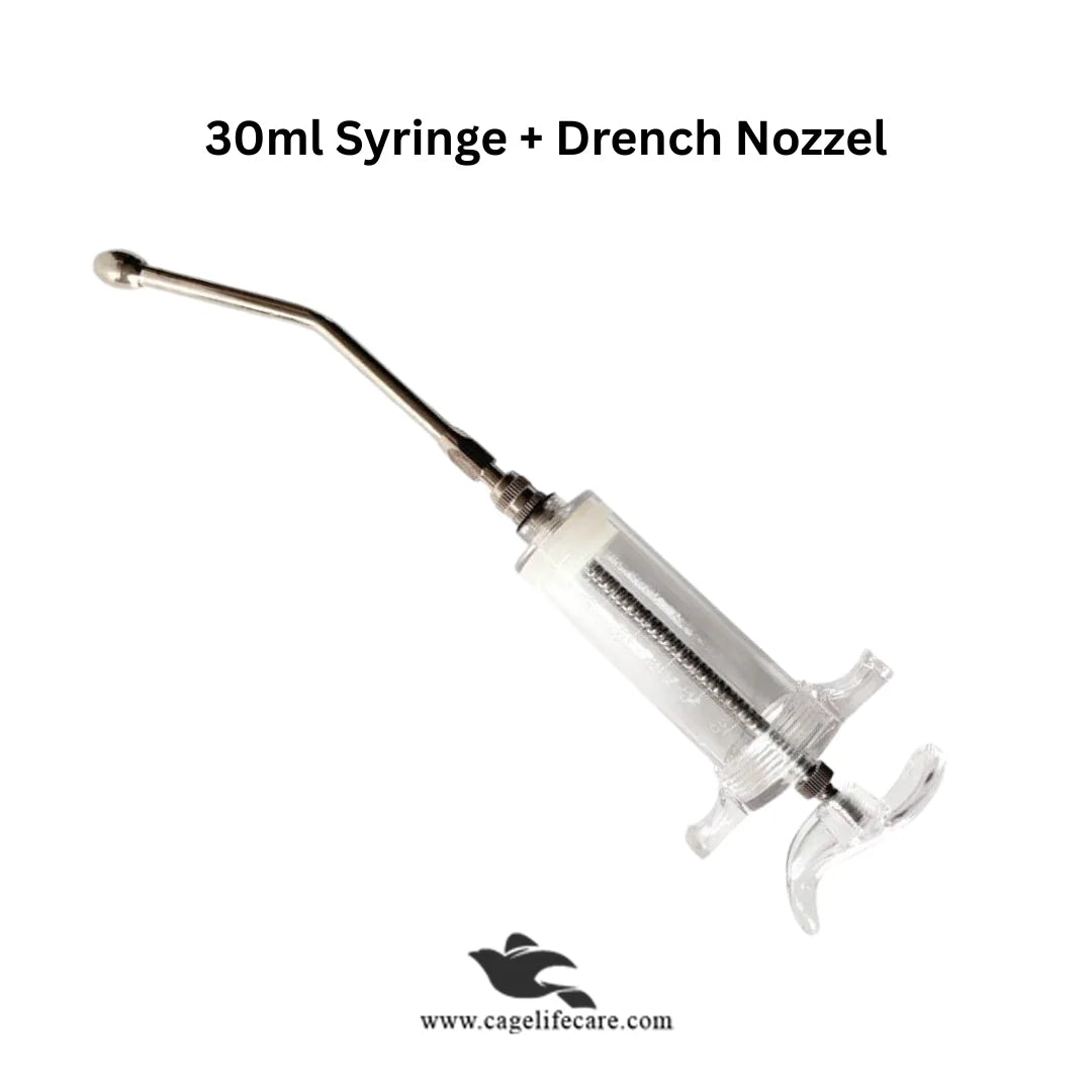 Adjustable Drenching Syringe with Steel Nozzle - For Goats, Sheep, Dogs & Pets 30ml