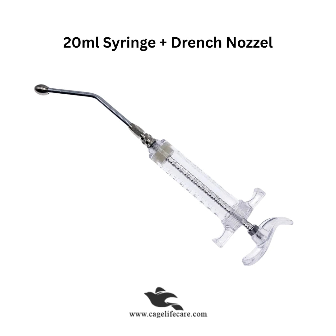 Adjustable Drenching Syringe with Steel Nozzle - For Goats, Sheep, Dogs & Pets 20ml