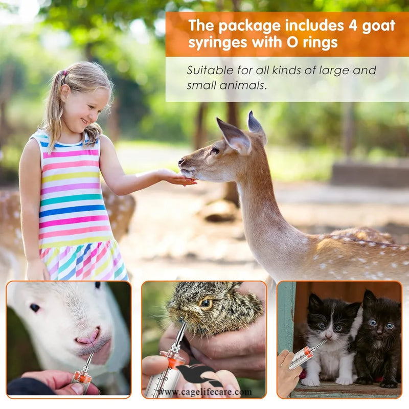 Adjustable Drenching Syringe with Steel Nozzle - For Goats, Sheep, Dogs & Pets (20ml-100ml)