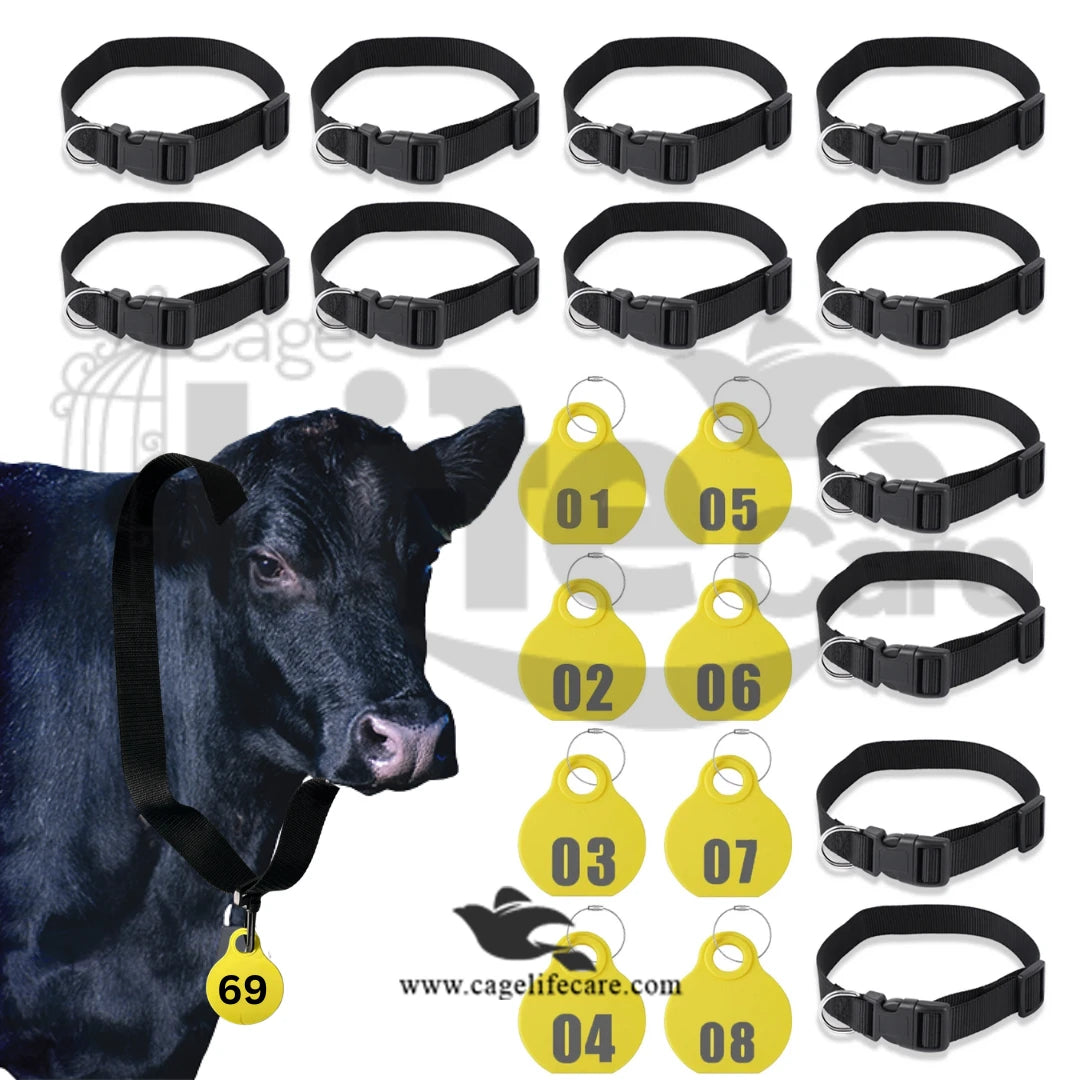 Adjustable ID Neck Round Tag & Collar for Cow, Cattle & Dairy Animals