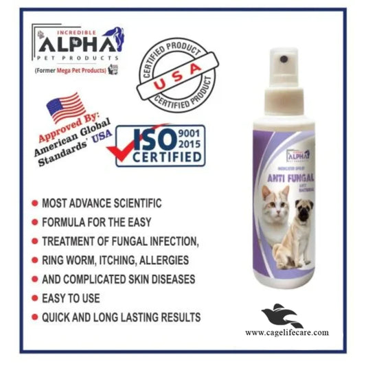 Alpha (MEGA PET) Antifungal Spray – 70ml  Fast Relief for Fungus, Ringworm & Bacterial Infections in Pets