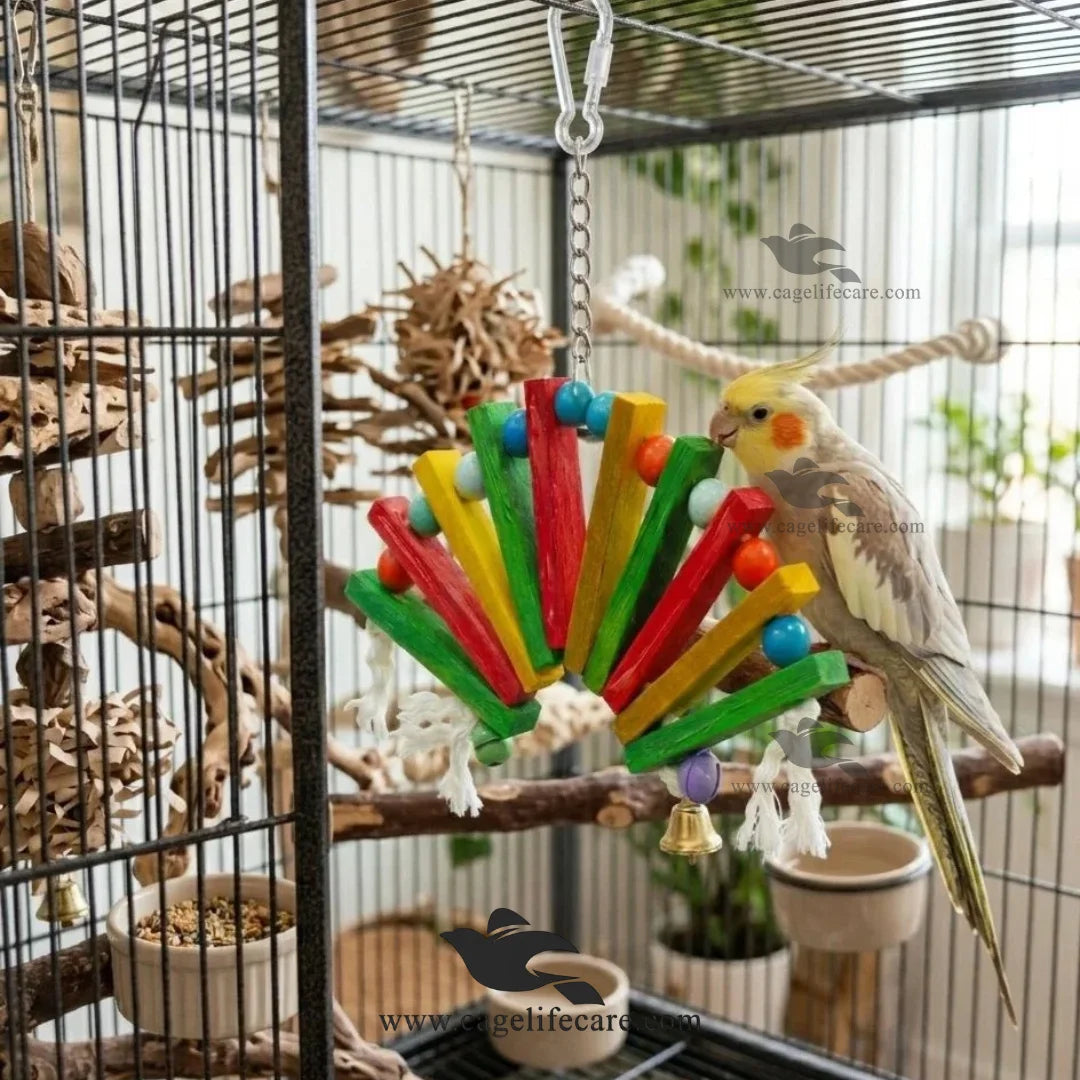8 inch hanging wooden climbing toy for budgies cockatiels and lovebirds