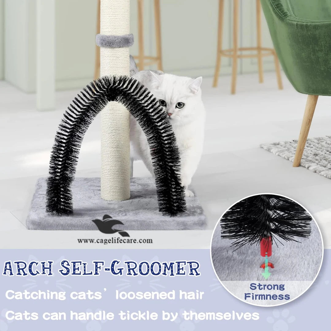 Arch + Board 2-in-1 Cat Scratcher – 46cm with Top Sit, Massager Arch & Play Ball