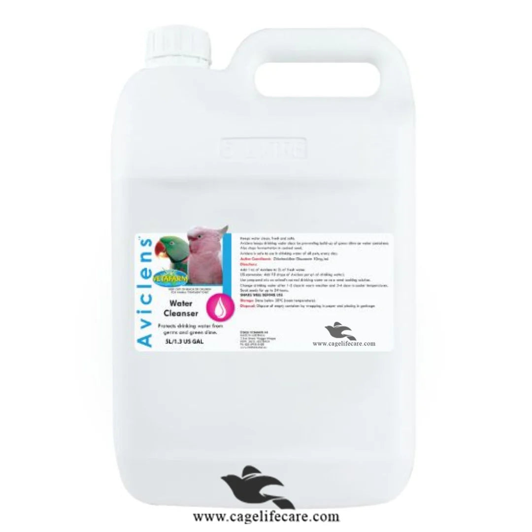 Aviclens Water Cleanser – Keep Your Bird’s Drinking Water Fresh & Safe 5000ml Can and Loose Packing