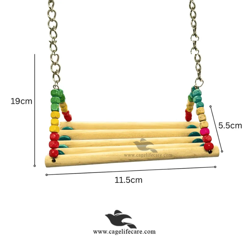 Bench Swing Bird Sitting Toy with Natural Wood - Parrots & Birds