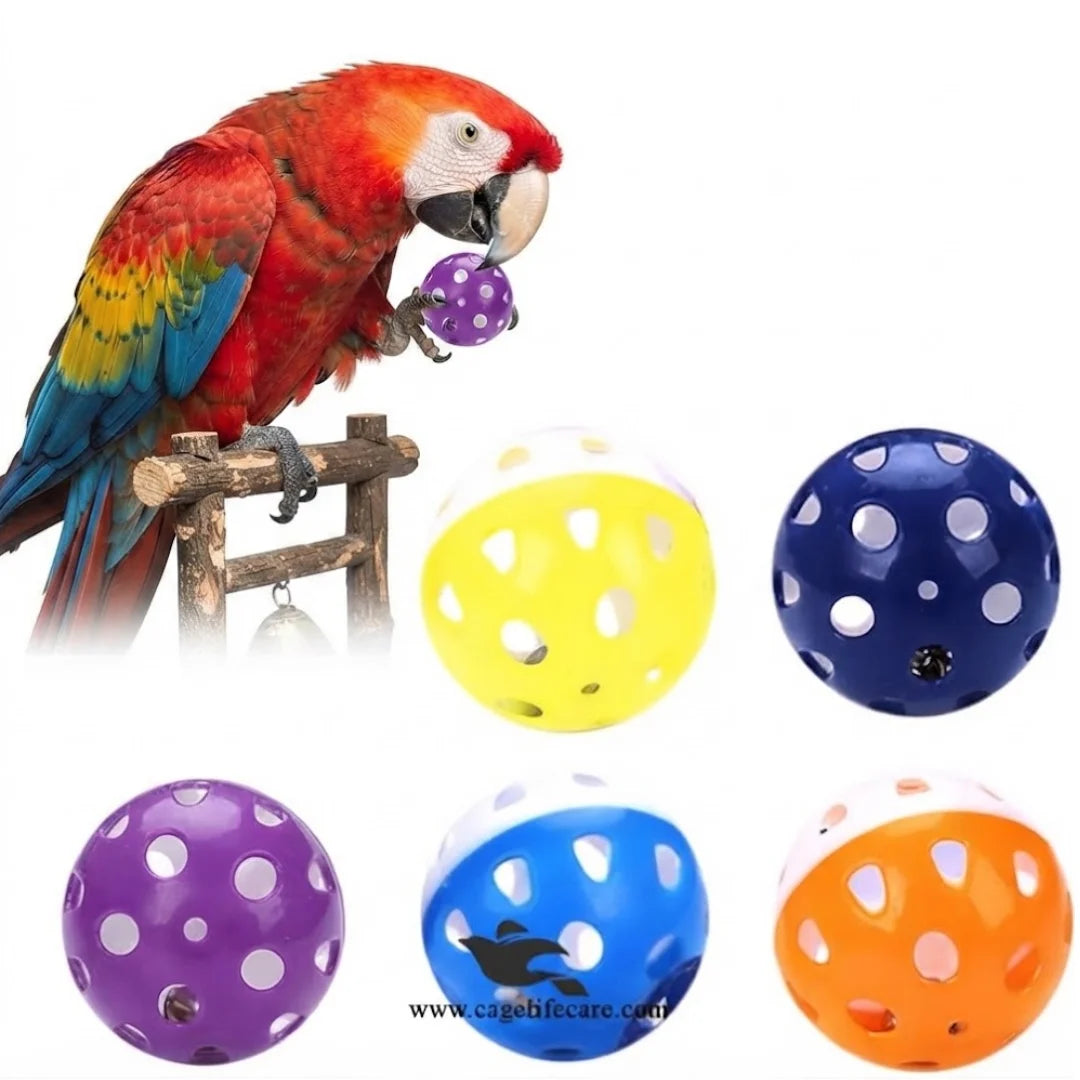 Birds Playing Balls - Multi Color Bell Balls Bird Toy - For Parrots & Birds