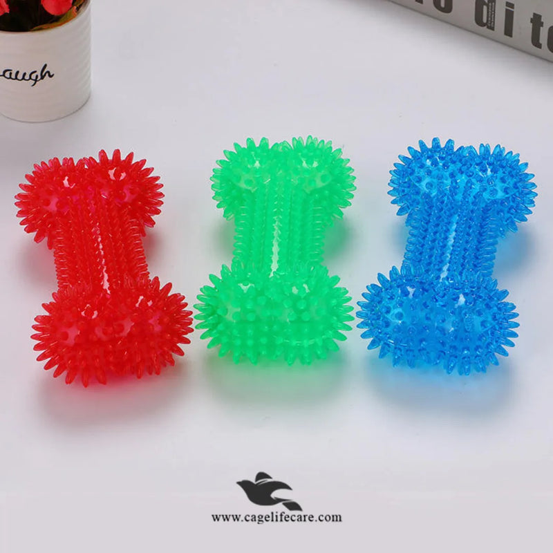 Bone Shape LED Chew Toy for Dogs – Interactive Squeak TPR Rubber Toy for Training & Dental Care
