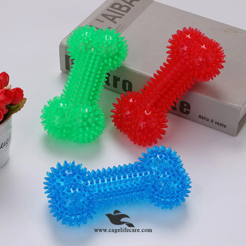Bone Shape LED Chew Toy for Dogs – Interactive Squeak TPR Rubber Toy for Training & Dental Care