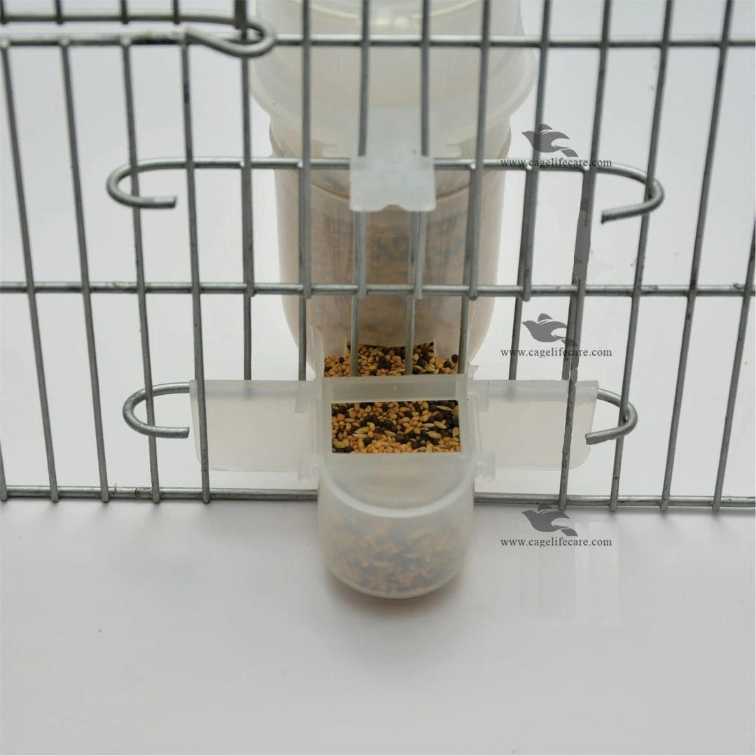 Bottle Seed Hopper with Open Lid For Birds - Front View for Birds Eating Seed