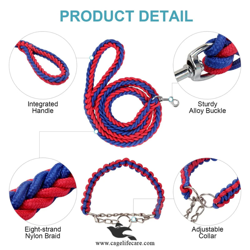 Braided Leash with Choke Color for Dogs