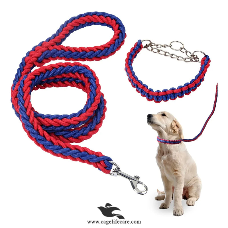 Braided Leash with Choke Color for Dogs