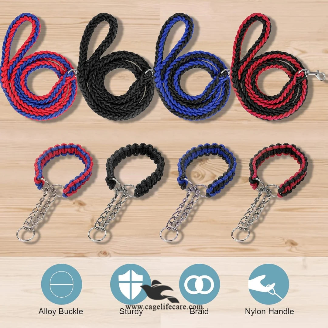 Braided Leash with Choke Color for Dogs