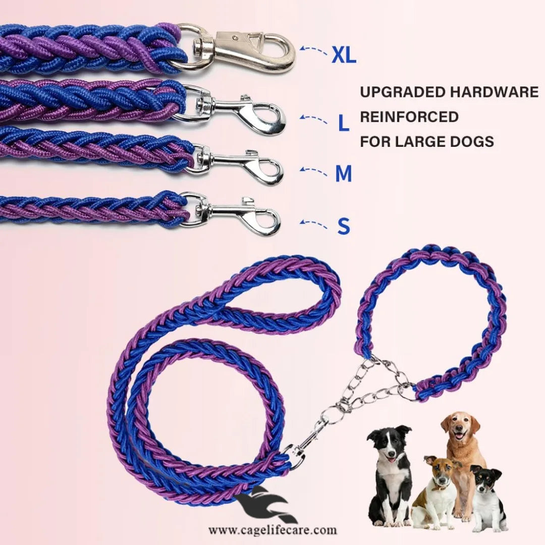 Braided Leash with Choke Color for Dogs