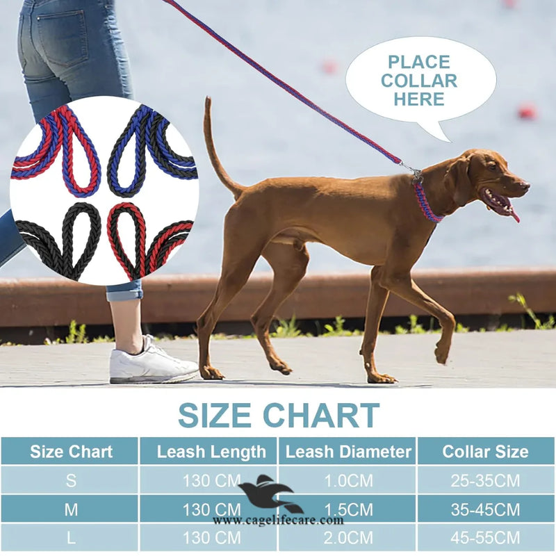 Braided Leash with Choke Color for Dogs