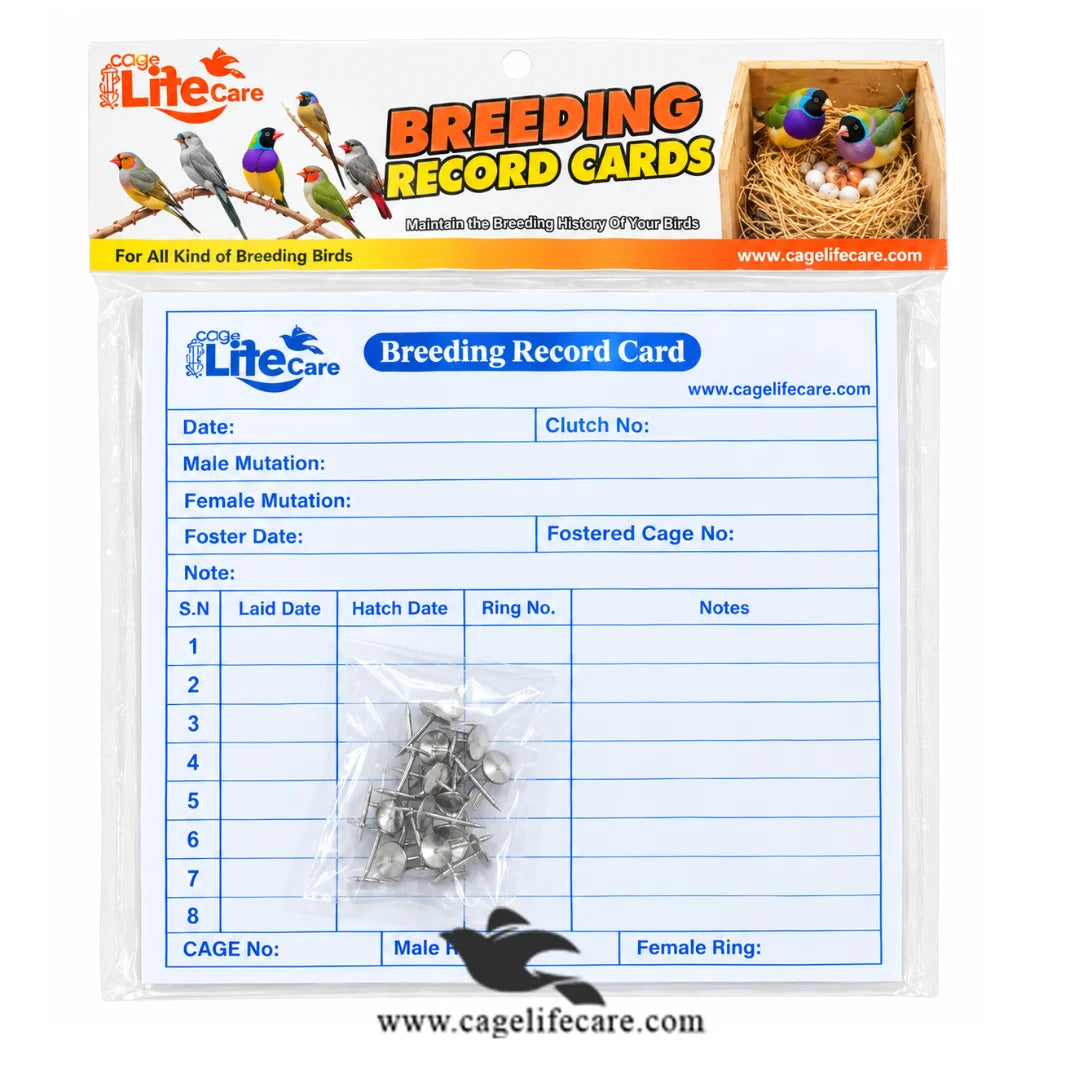 Breeding Record Cards for Parrots Pigeons and Small Birds