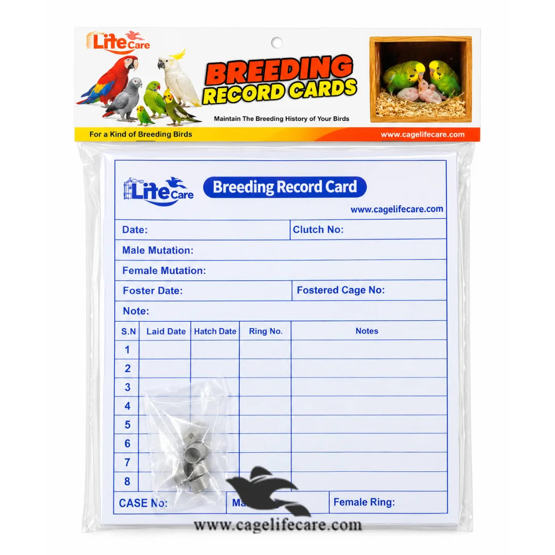 Bird Breeding Record Keeping Cards for Clutch Records