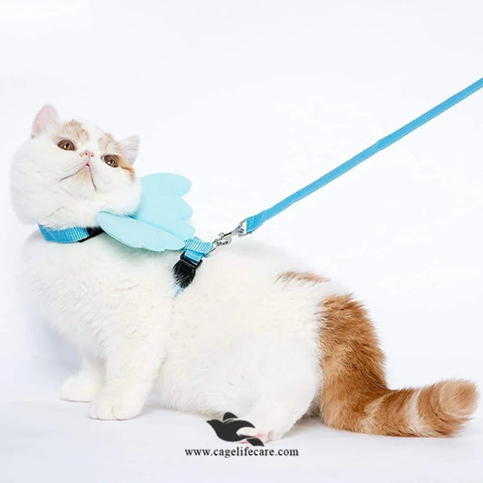 Butterfly Cat Harness with Leash Set – Comfortable, Adjustable & Stylish (Imported) BLUE