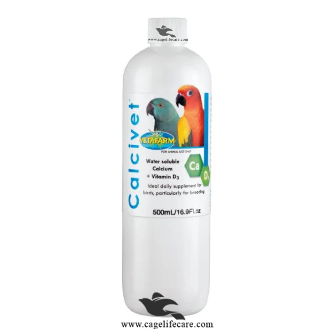 Calcivet – Liquid Calcium Supplement with Vitamin D3 for Birds Boost Birds Calcium Stop Dead in shell and egg binding Solution 500ml Bottle and Loose Packing
