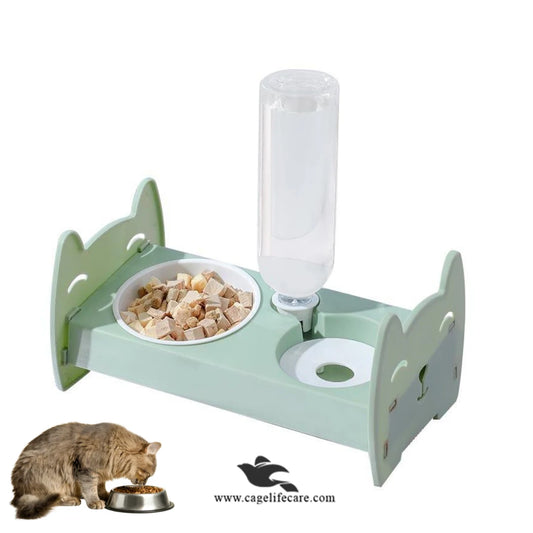 Cat-shaped foldable pot and drinker bottle for cats and small dogs