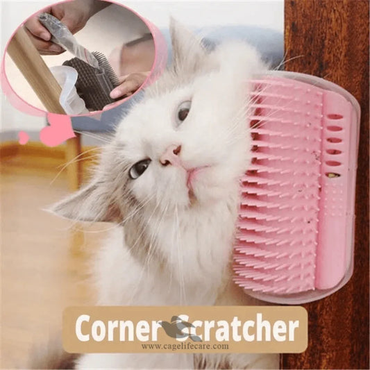 Wall-mounted cat corner grooming tool