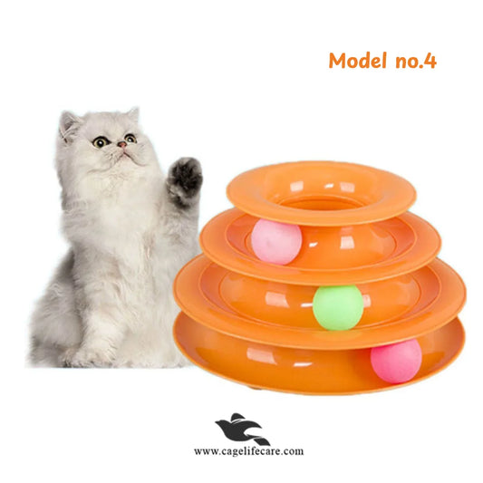 Cat Donut Hole 3-Floor Track Tower with Rolling Balls