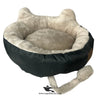 Cat Ears Plush Bed with Tail & PlayBall for Cats & Small Dogs