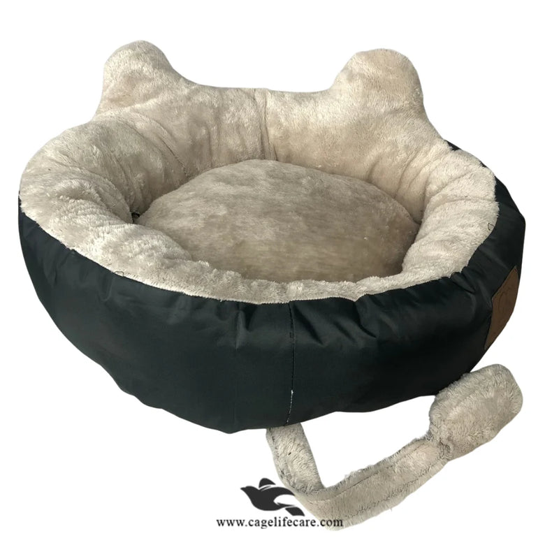 Cat Ears Plush Bed with Tail & PlayBall for Cats & Small Dogs
