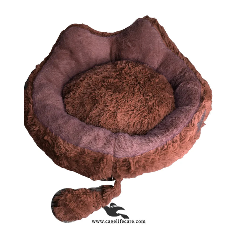 Cat Ears Plush Bed with Tail & PlayBall for Cats & Small Dogs