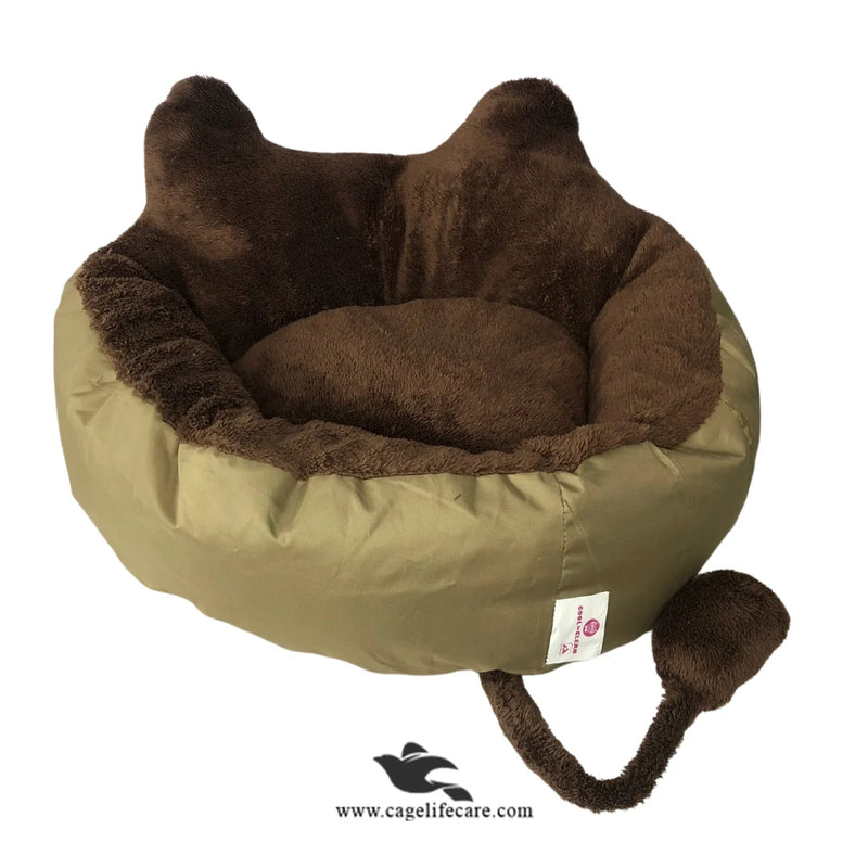 Cat Ears Plush Bed with Tail & PlayBall for Cats & Small Dogs